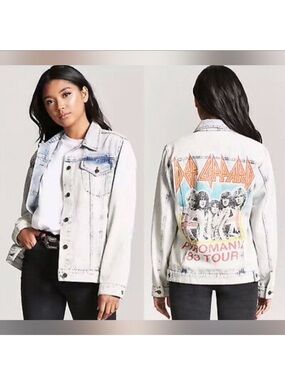 Def Leppard Pyromaniac 83 acid washed Jean jacket Size Small